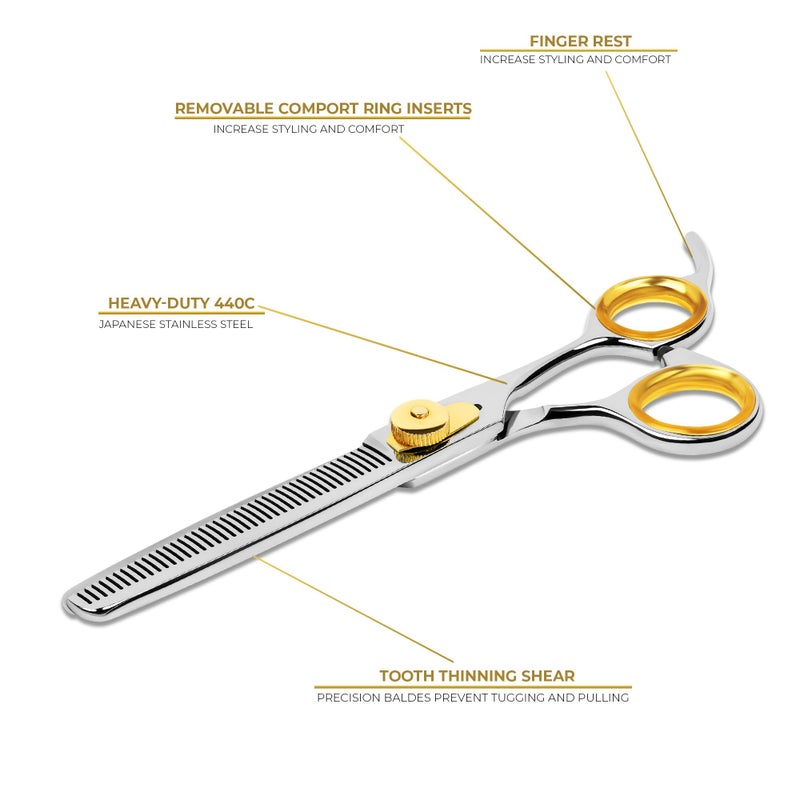 Sharf Professional Cat and Dog Grooming Scissors 6.5" 42-Tooth heavy-duty Thinning Scissors for Dogs and Cats, 440c Japanese Steel Comfortable Long-Lasting Sharpness for Years - Image 3